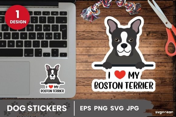 Boston Terrier Sticker SVG Printable for Graphics and Crafts