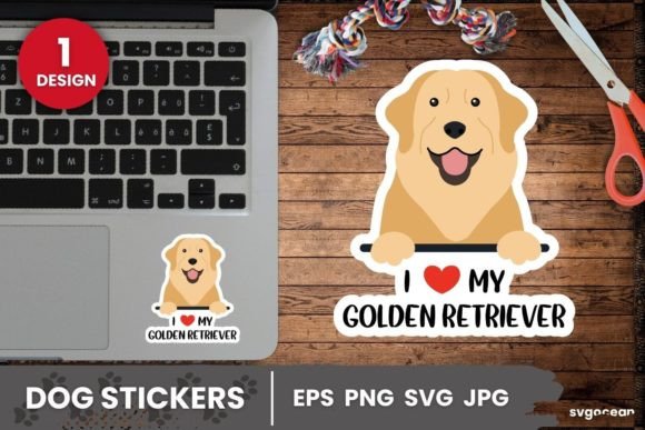 Golden Retriever Sticker SVG Printable for Graphics and Crafts