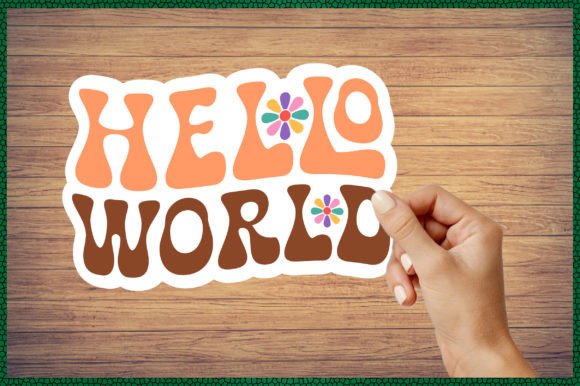 Hello World Sticker Svg Graphics