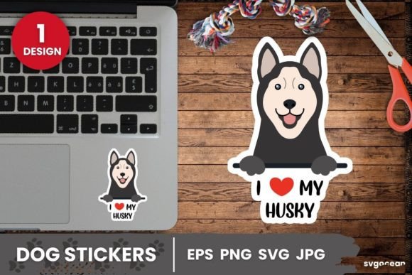 Husky Sticker SVG Printable for Graphics and Crafts