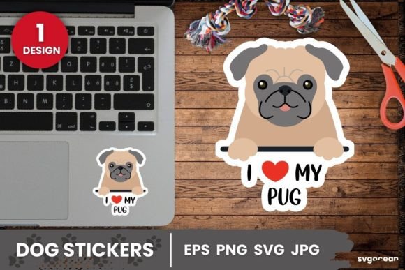 Pug Sticker SVG Printable for Graphics and Crafts